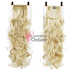 Extensie de par coada ondulata cu snur 65 cm  Blond Deschis Mixt BL15613